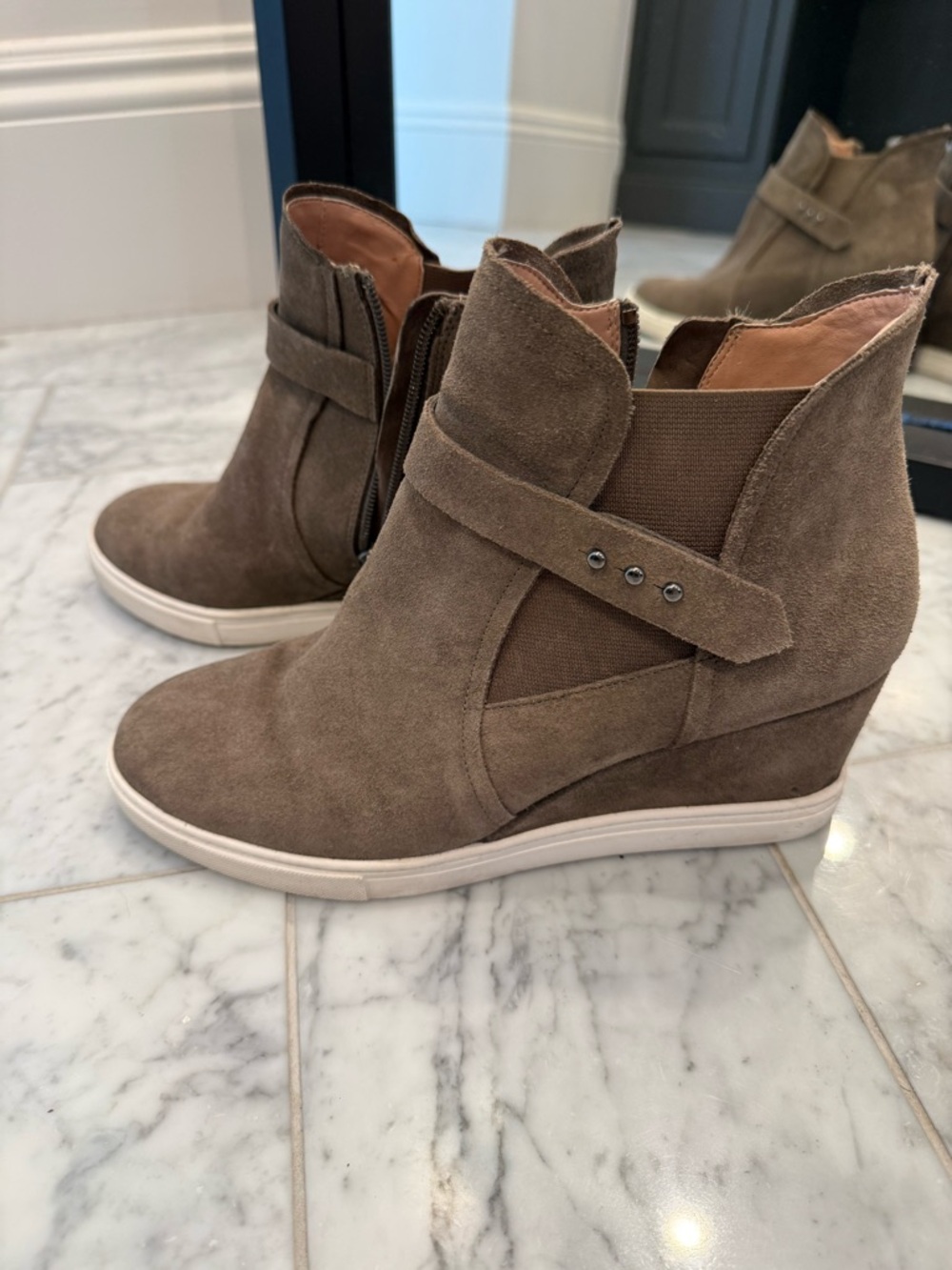 Paolo Brown Suede Wedge Ankle Sneaker